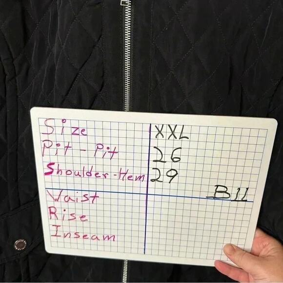 London Fog Black quilted Jacket with Removeable Hoodie & pockets plus size XXL - Picture 9 of 9